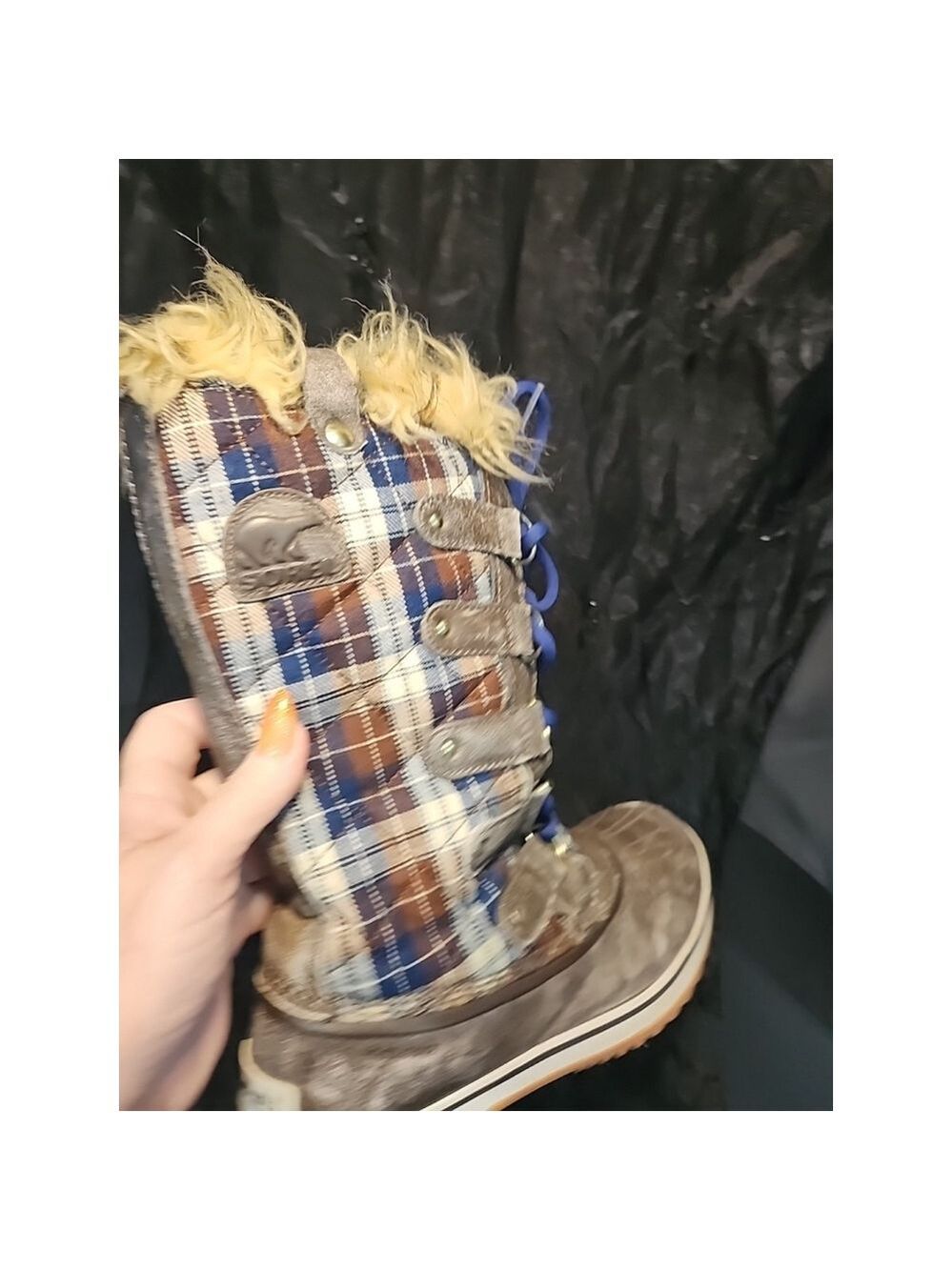 Sorel Boots Bracken Estate Plaid Tofino Winter Waterproof Faux Fur, Sz7, EUC - Picture 7 of 9